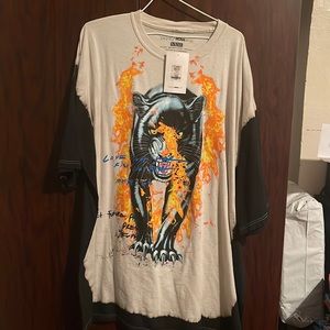 Fashion Novia Love Not War Panther Short Sleeve Tee - Black/combo